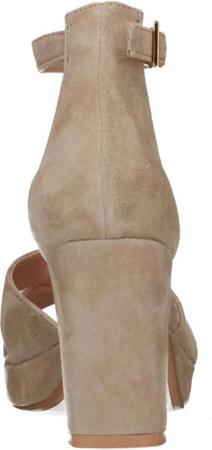 Manfield Dames Beige suède sandalen met hak
