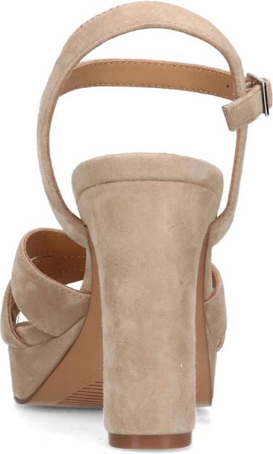 Manfield Dames Beige suède sandalen met hak - Foto 4