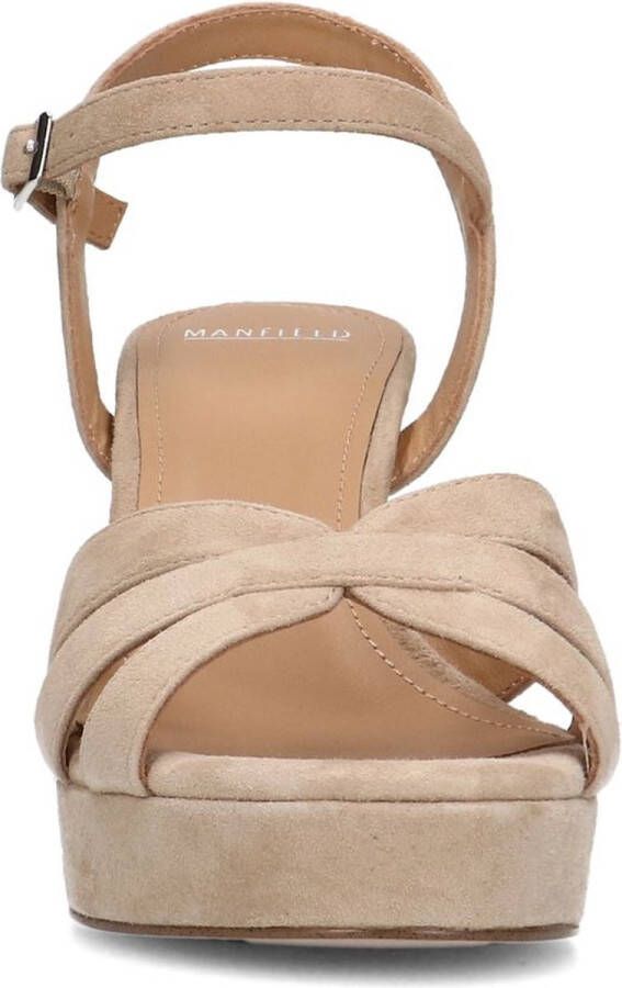 Manfield Dames Beige suède sandalen met hak - Foto 5