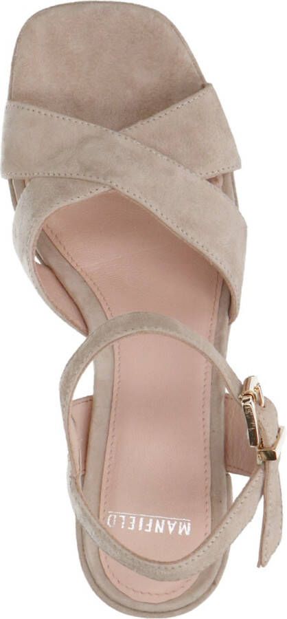 Manfield Dames Beige suède sandalen met hak - Foto 3