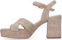 Manfield Dames Beige suède sandalen met hak - Thumbnail 5