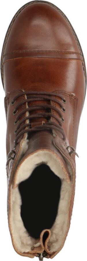 Manfield Dames Cognac leren veterlaarzen