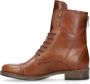 Manfield Dames Cognac leren veterlaarzen met bont voering - Thumbnail 6