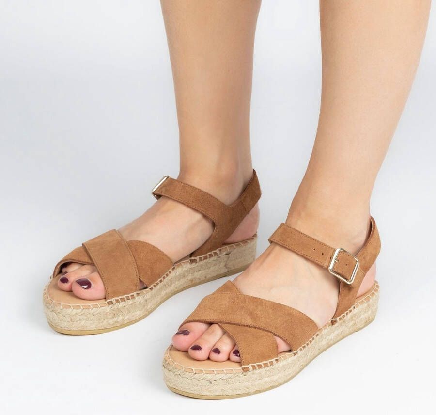 Manfield Dames Cognac suède sandalen - Foto 4