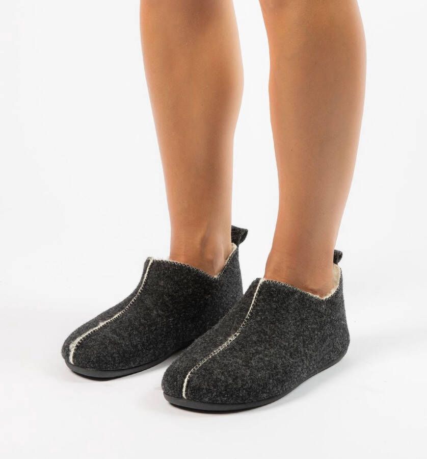 Manfield Dames Donkergrijze pantoffels