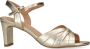 Manfield Dames Goudkleurige leren sandalen met hak - Thumbnail 4