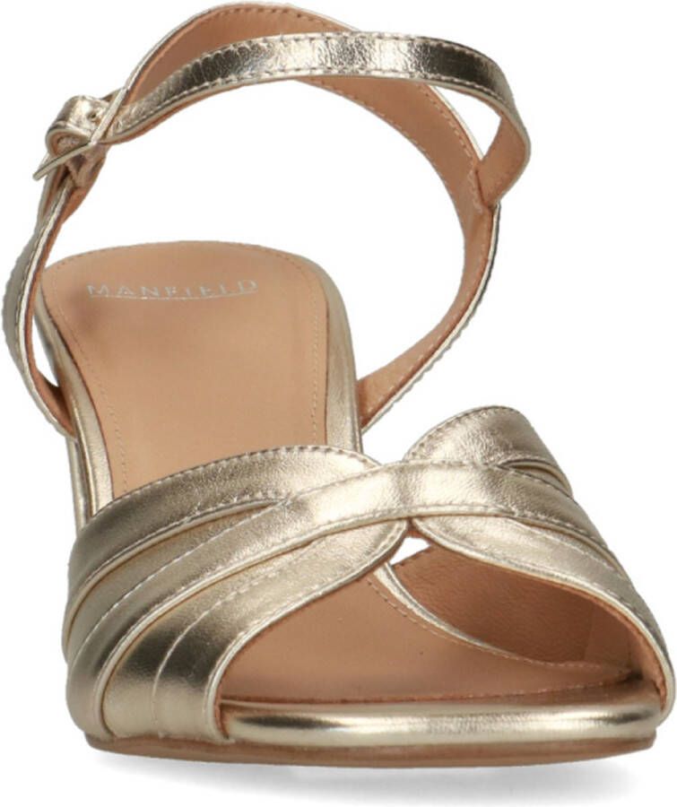 Manfield Dames Goudkleurige leren sandalen met hak - Foto 5