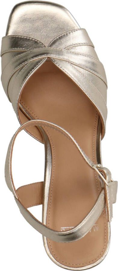 Manfield Dames Goudkleurige leren sandalen met hak - Foto 7