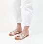 Manfield Dames Goudkleurige leren sandalen - Thumbnail 6