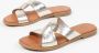 Manfield Dames Goudkleurige leren sandalen - Thumbnail 8