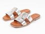 Manfield Dames Goudkleurige metallic leren slippers - Thumbnail 4