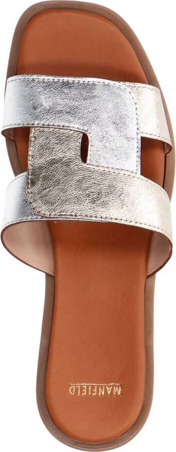 Manfield Dames Gouden metallic leren slippers