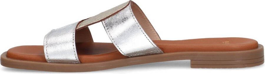 Manfield Dames Gouden metallic leren slippers