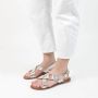 Manfield Dames Goudkleurige leren sandalen - Thumbnail 7