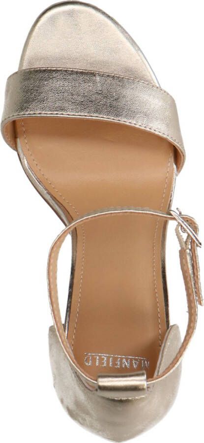 Manfield Dames Goudkleurige leren sandalen met hak