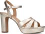 Manfield Dames Goudkleurige leren sandalen met hak - Thumbnail 5