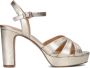 Manfield Dames Goudkleurige leren sandalen met hak - Thumbnail 6