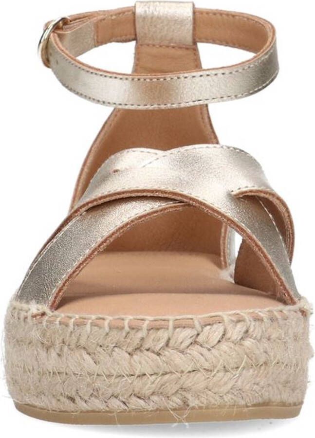 Manfield Dames Goudkleurige metallic sandalen met touwzool