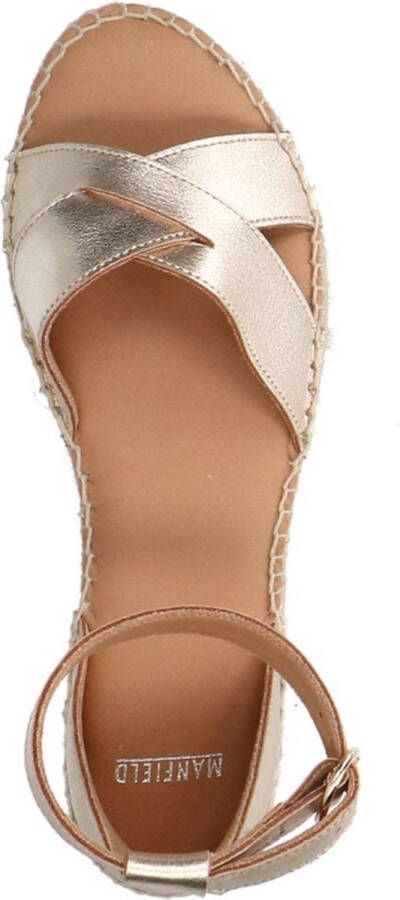 Manfield Dames Goudkleurige metallic sandalen met touwzool