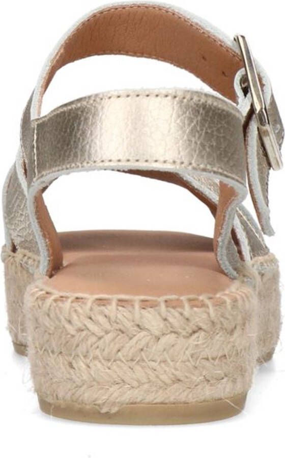 Manfield Dames Goudkleurige metallic sandalen met touwzool