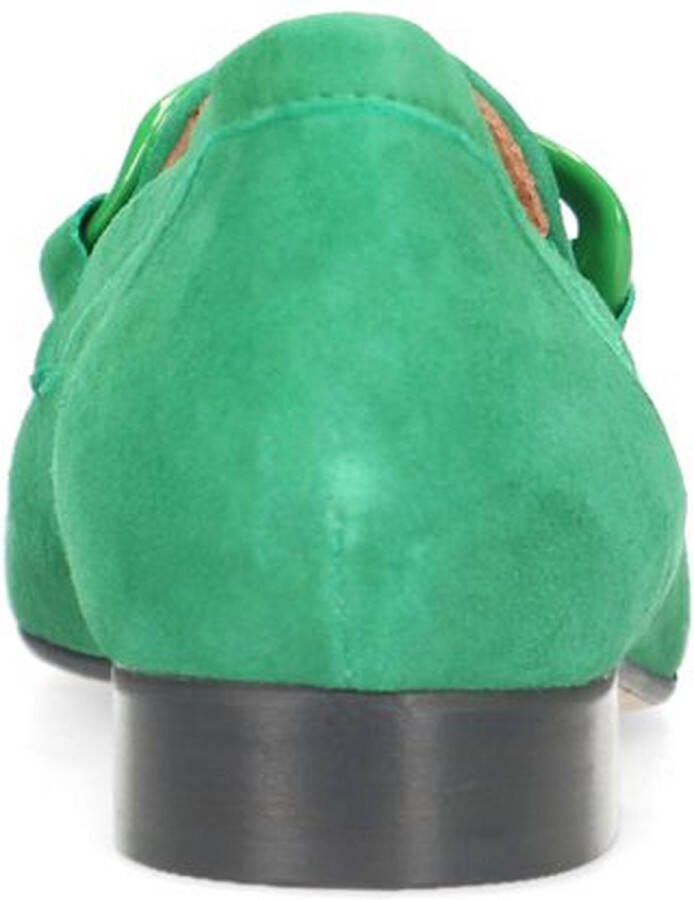 Manfield Dames Groene suède loafers met chain - Foto 9