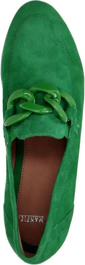 Manfield Dames Groene suède loafers met chain - Foto 10