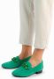 Manfield Dames Groene suède loafers met chain - Thumbnail 7