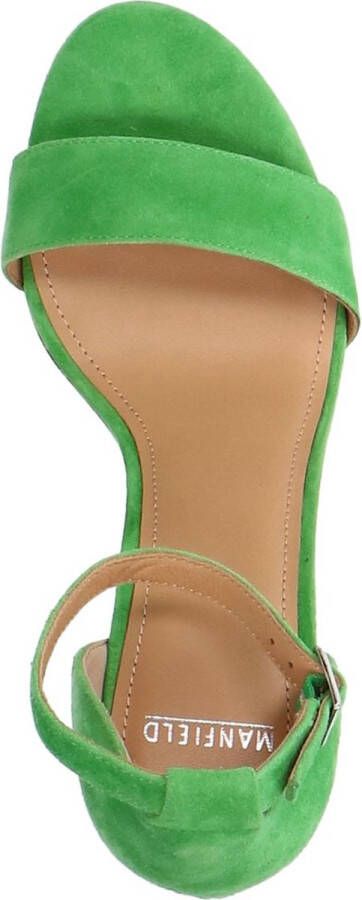 Manfield Dames Groene suède sandalen met hak