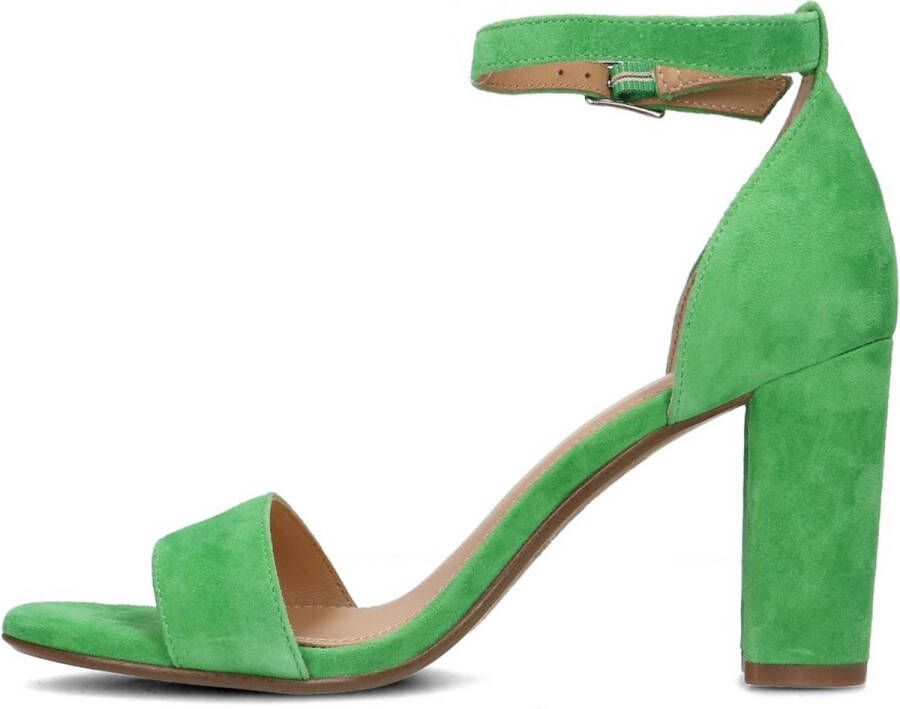 Manfield Dames Groene suède sandalen met hak