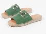 Manfield Dames Groene suède slippers met touwzool - Thumbnail 5