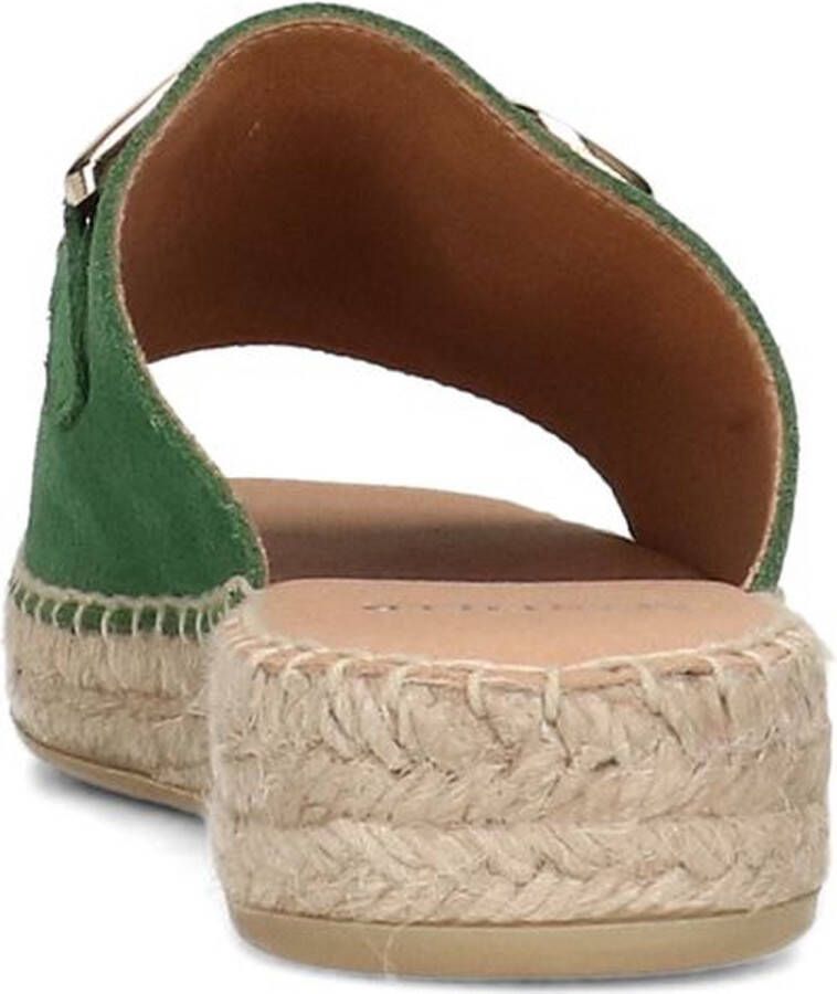 Manfield Dames Groene suède slippers met touwzool - Foto 7