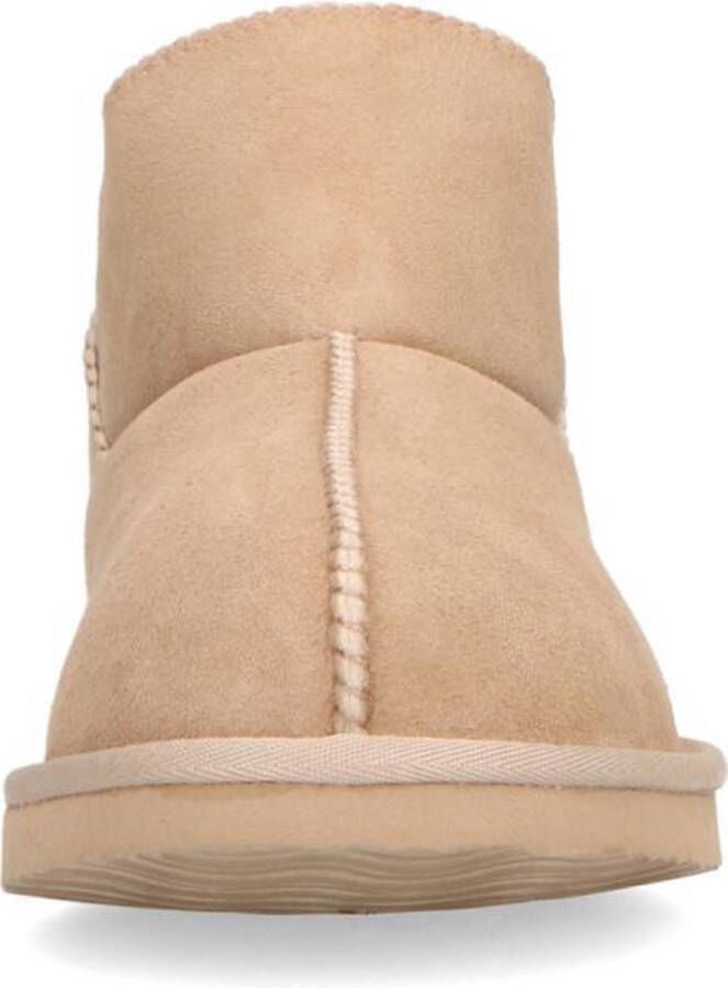 Manfield Dames Hoge beige pantoffels met wollen voering