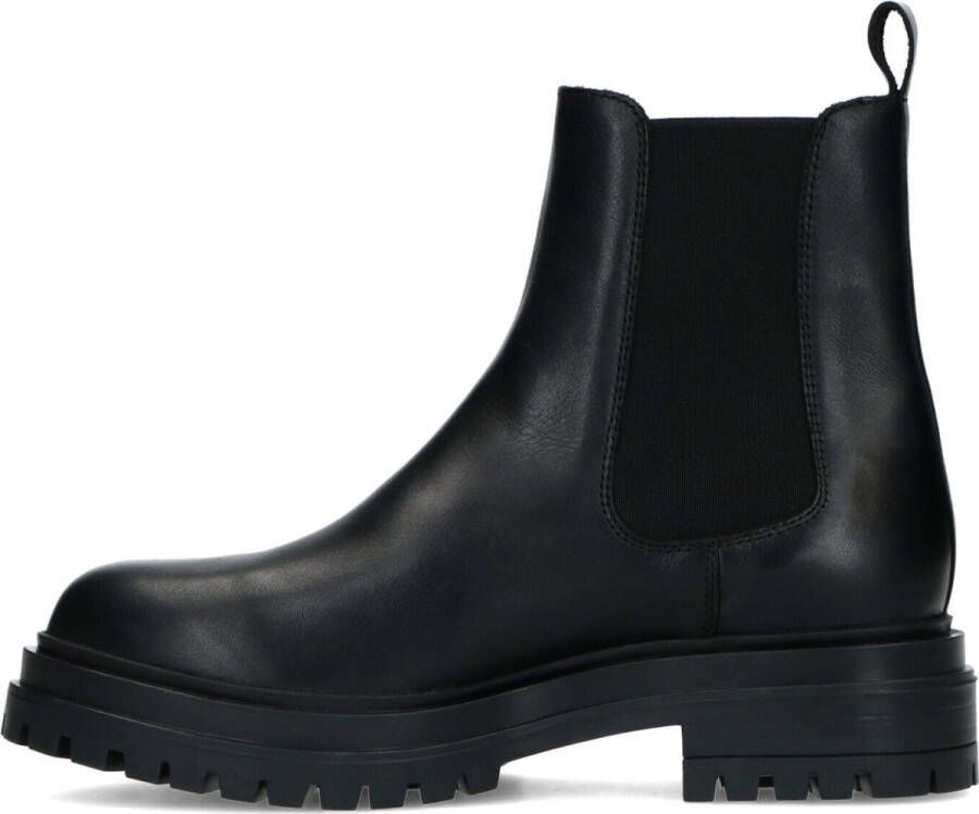 Manfield Dames Korte zwarte leren chelsea boots - Foto 6