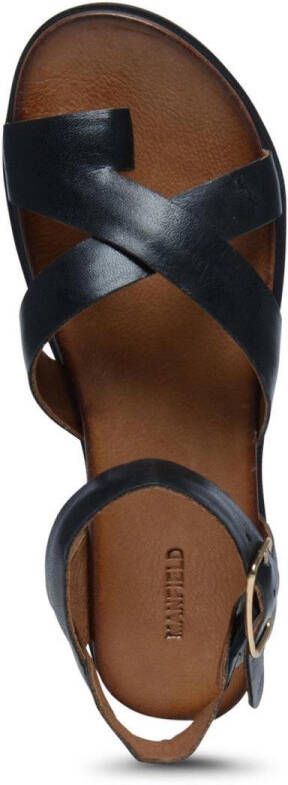 Manfield Dames Leren plateau sandalen met gespsluiting zwart - Foto 7