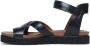 Manfield Dames Zwarte leren plateau sandalen met gespsluiting - Thumbnail 8