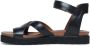 Manfield Dames Leren plateau sandalen met gespsluiting zwart - Thumbnail 8