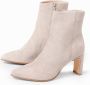 Manfield Dames Off white leren enkellaarsjes met hak - Thumbnail 8