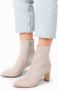 Manfield Dames Off white leren enkellaarsjes met hak - Thumbnail 10