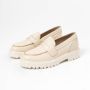 Manfield Dames Off white leren loafers met grove zool - Thumbnail 9