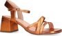 Manfield Dames Oranje leren sandalen met hak - Thumbnail 9