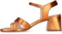 Manfield Dames Oranje leren sandalen met hak - Thumbnail 4