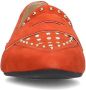Manfield Dames Rode suède loafers met goudkleurige studs - Thumbnail 4