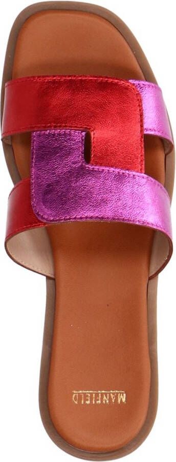 Manfield Dames Roze metallic leren slippers