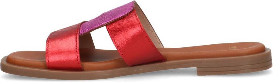 Manfield Dames Roze metallic leren slippers