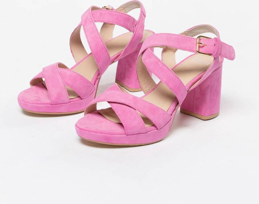 Manfield Dames Roze suède sandalen met hak - Foto 5