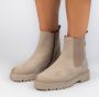 Manfield Dames Taupe leren chelsea boots - Thumbnail 5