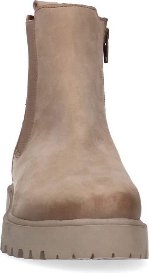 Manfield Dames Taupe leren chelsea boots