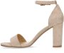 Manfield Dames Taupe suède sandalen met hak - Thumbnail 7