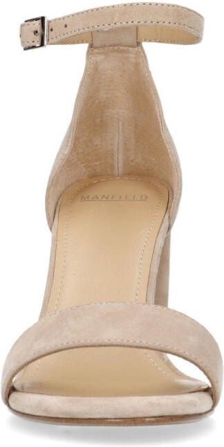 Manfield Dames Taupe suède sandalen met hak - Foto 9