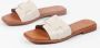 Manfield Dames Witte gevlochten leren slippers - Thumbnail 4